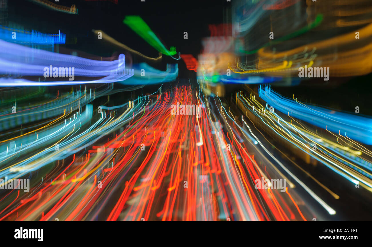 traffic lights in motion blur Stock Photo