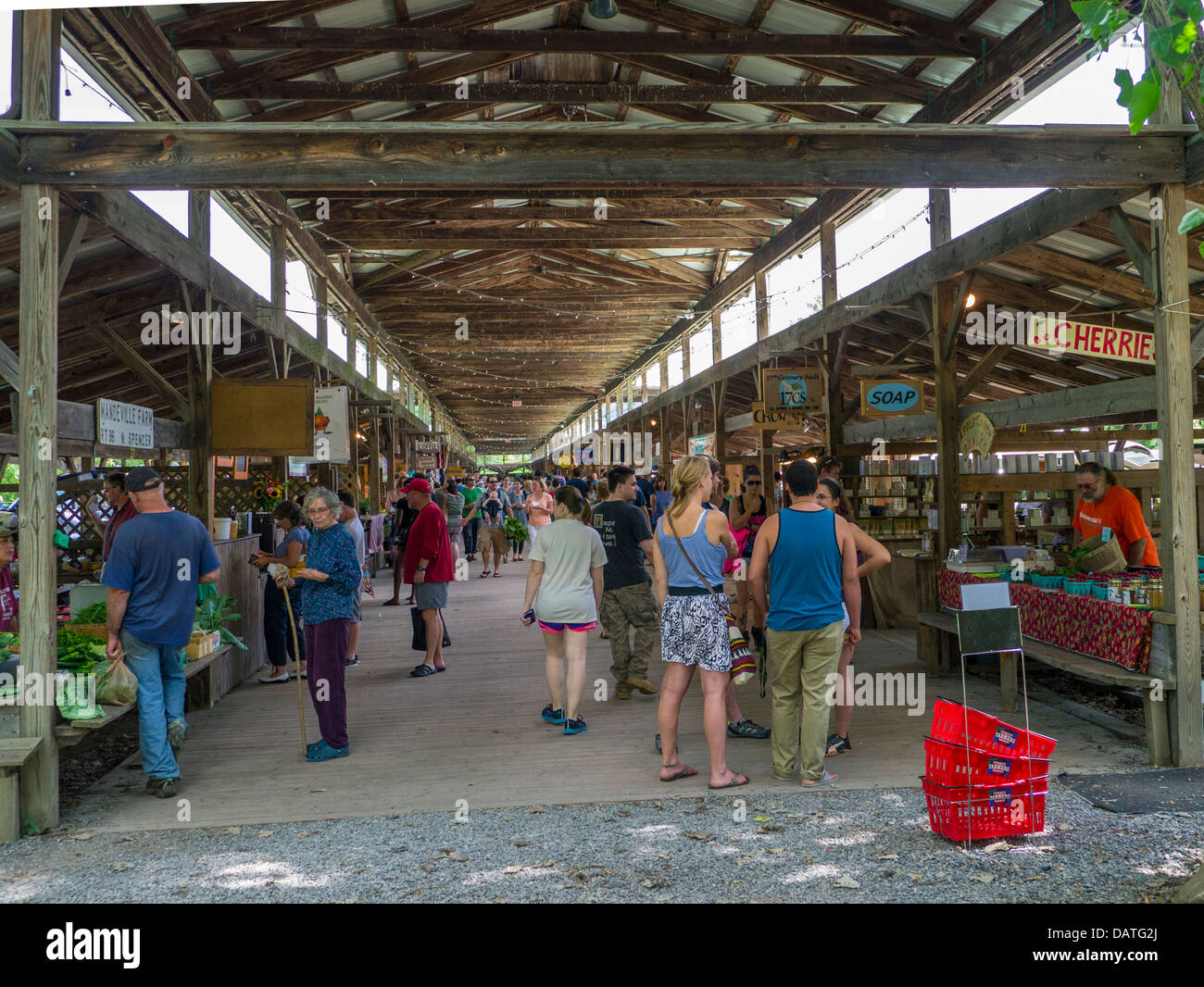 Farmers Market at Steamboat Landing in the Finger lakes region in Ithaca New York Stock Photo