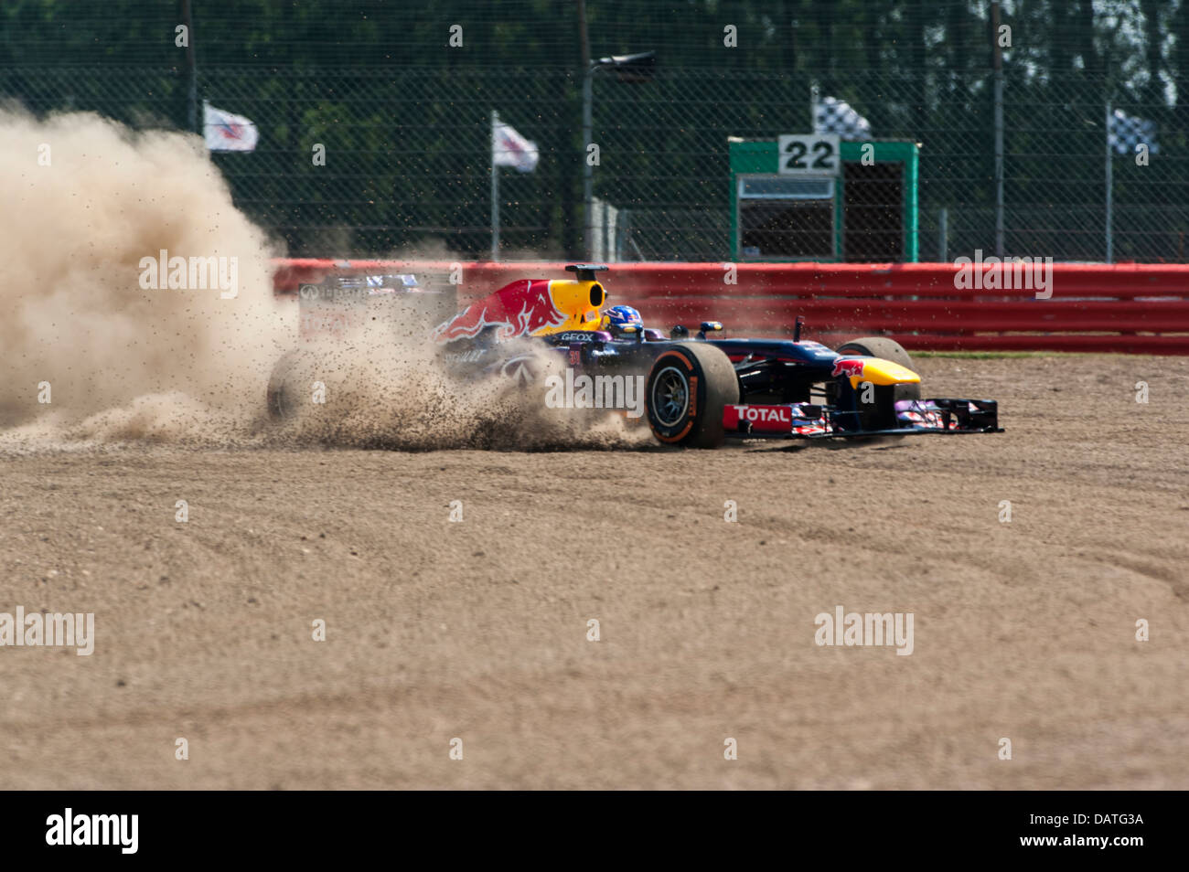 SILVERSTONE, UK - JULY 18: Daniel Ricciardo drives for Red Bull Racing during the Formula One Young Drivers Test Stock Photo