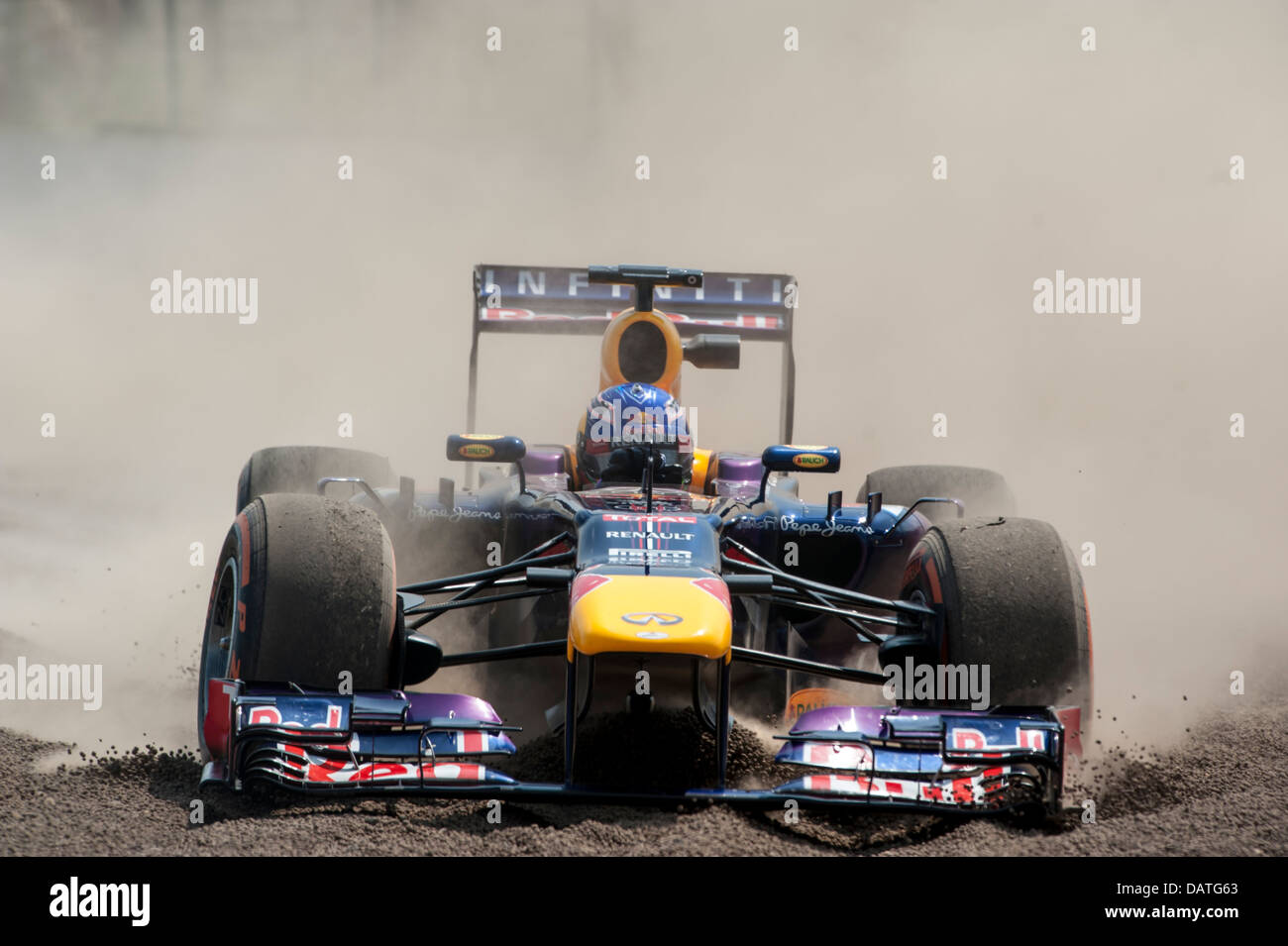 SILVERSTONE, UK - JULY 18: Daniel Ricciardo drives for Red Bull Racing during the Formula One Young Drivers Test Stock Photo
