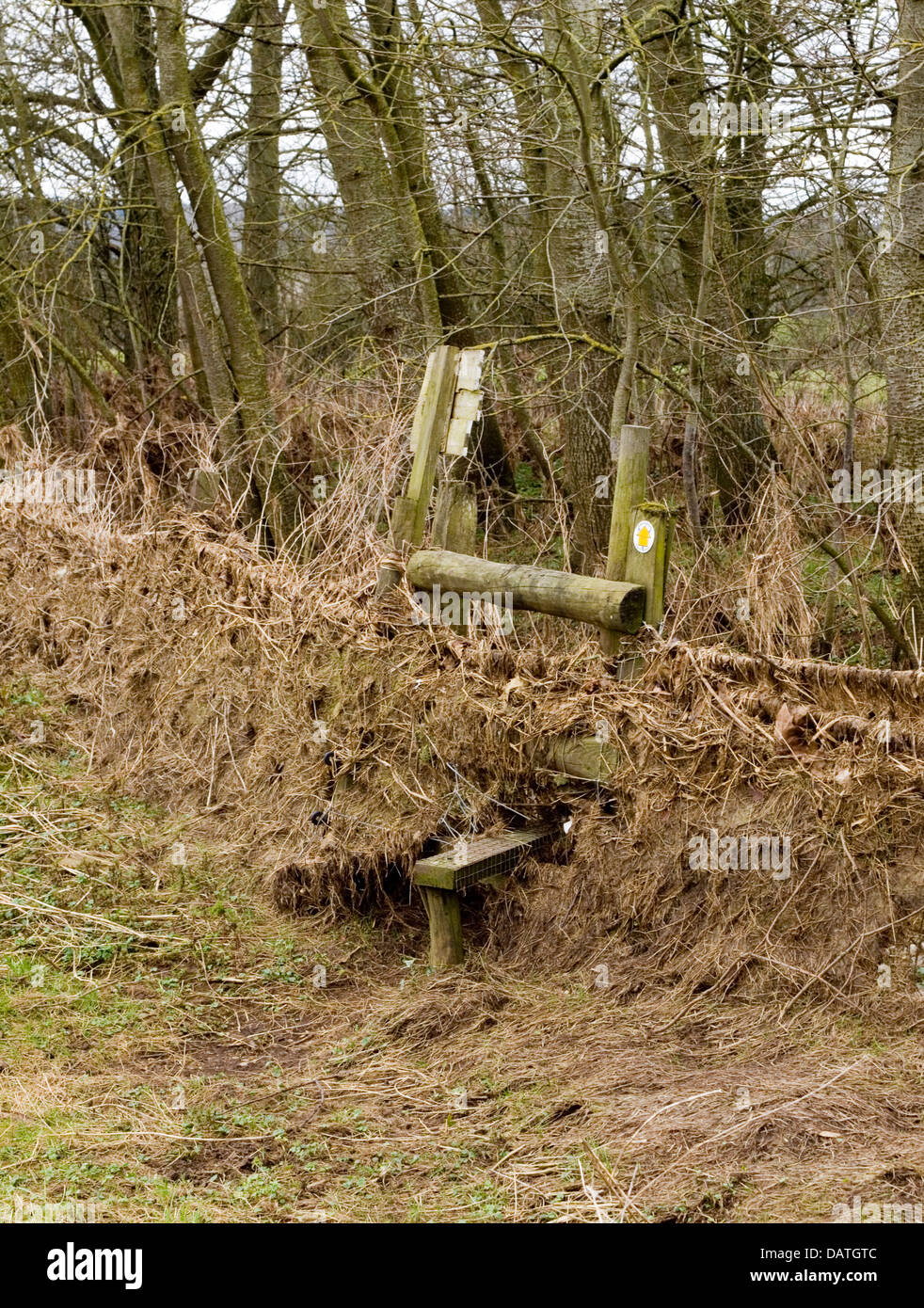 stile blocked after recent flooding Stock Photo