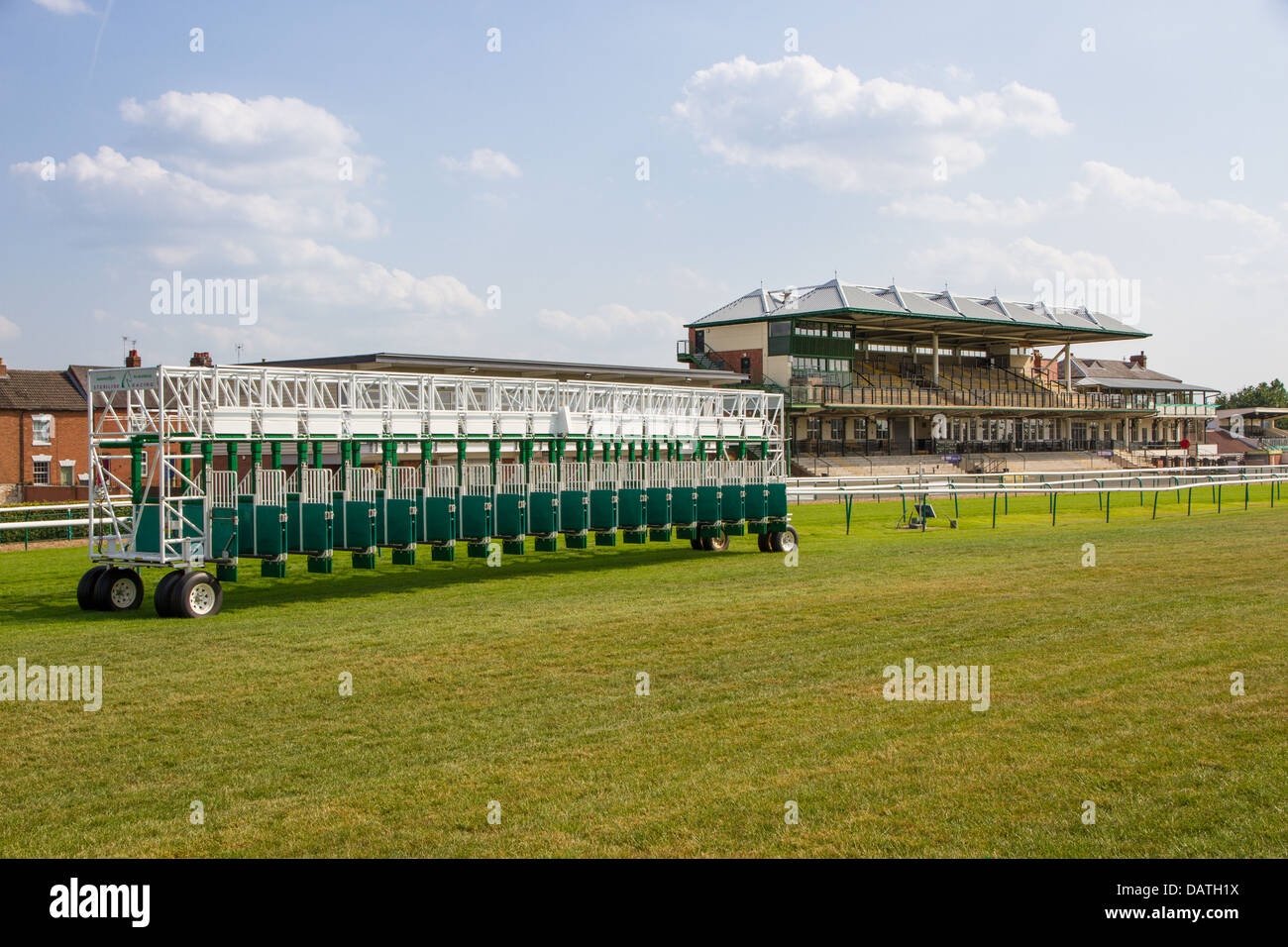 Starting gate and grandstand at Warwick Race Course Stock Photo