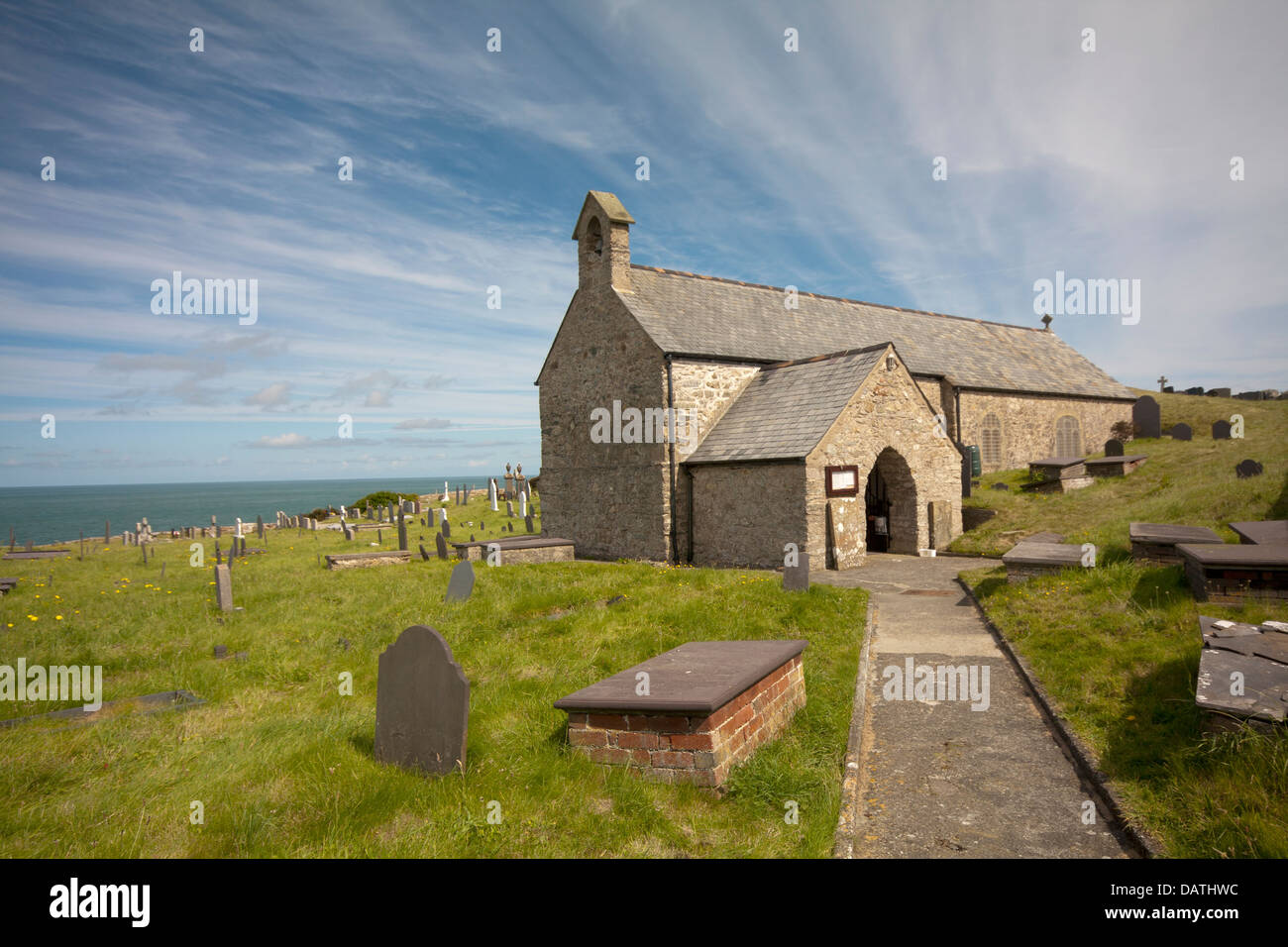 Llanbadrig church on Anglesey, Wales Stock Photo