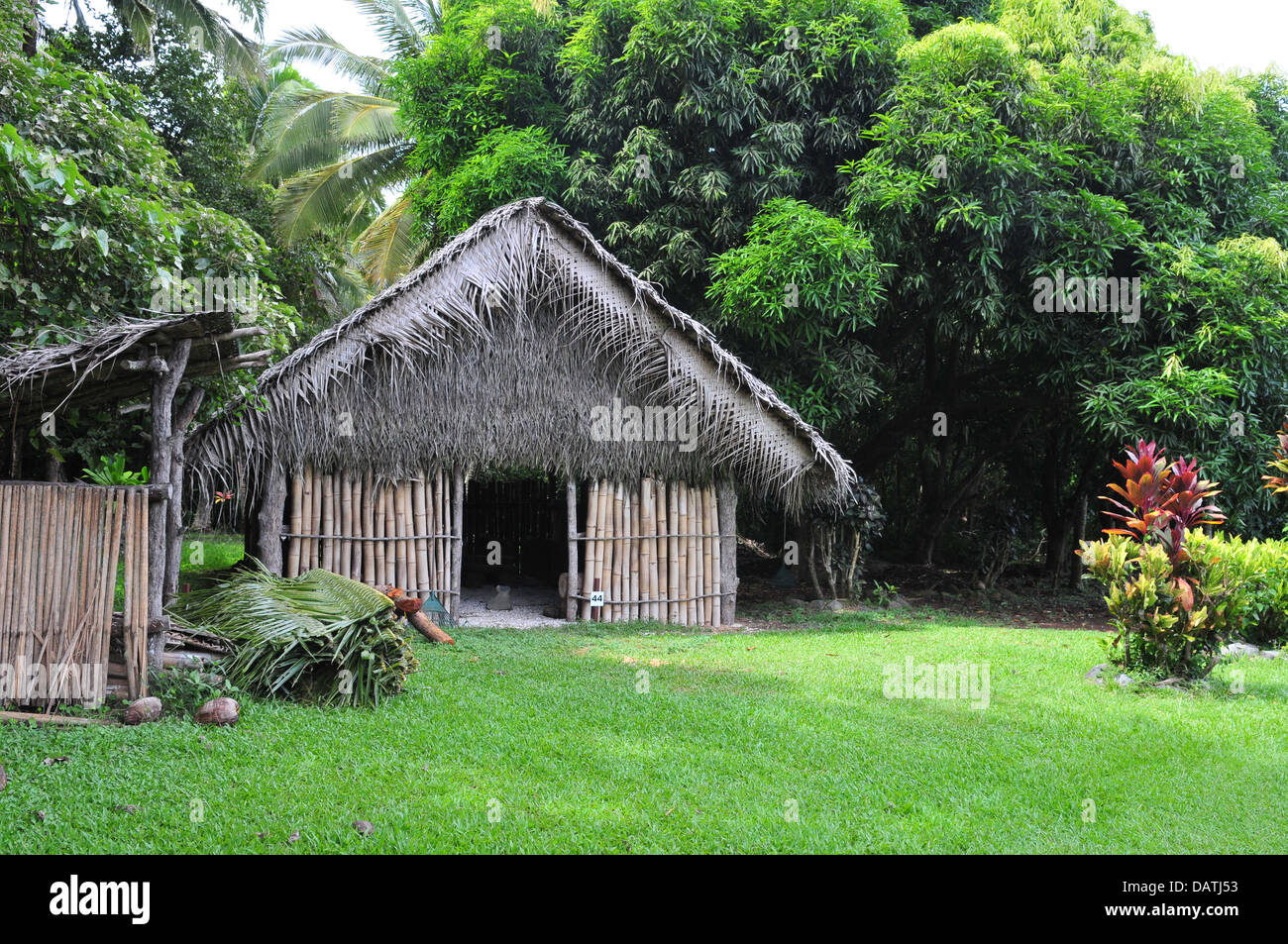 Tropical Hut at Highland Paradise in Rarotonga, Cook Islands Stock