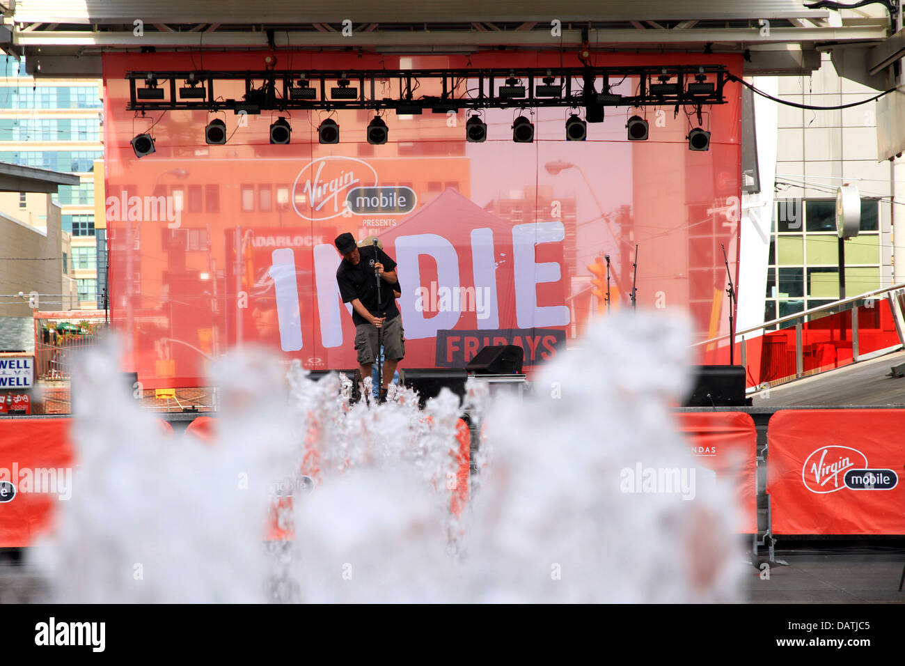 Indie Music Festival stage in Dundas Square on July 12, 2013 in Toronto, Canada Stock Photo
