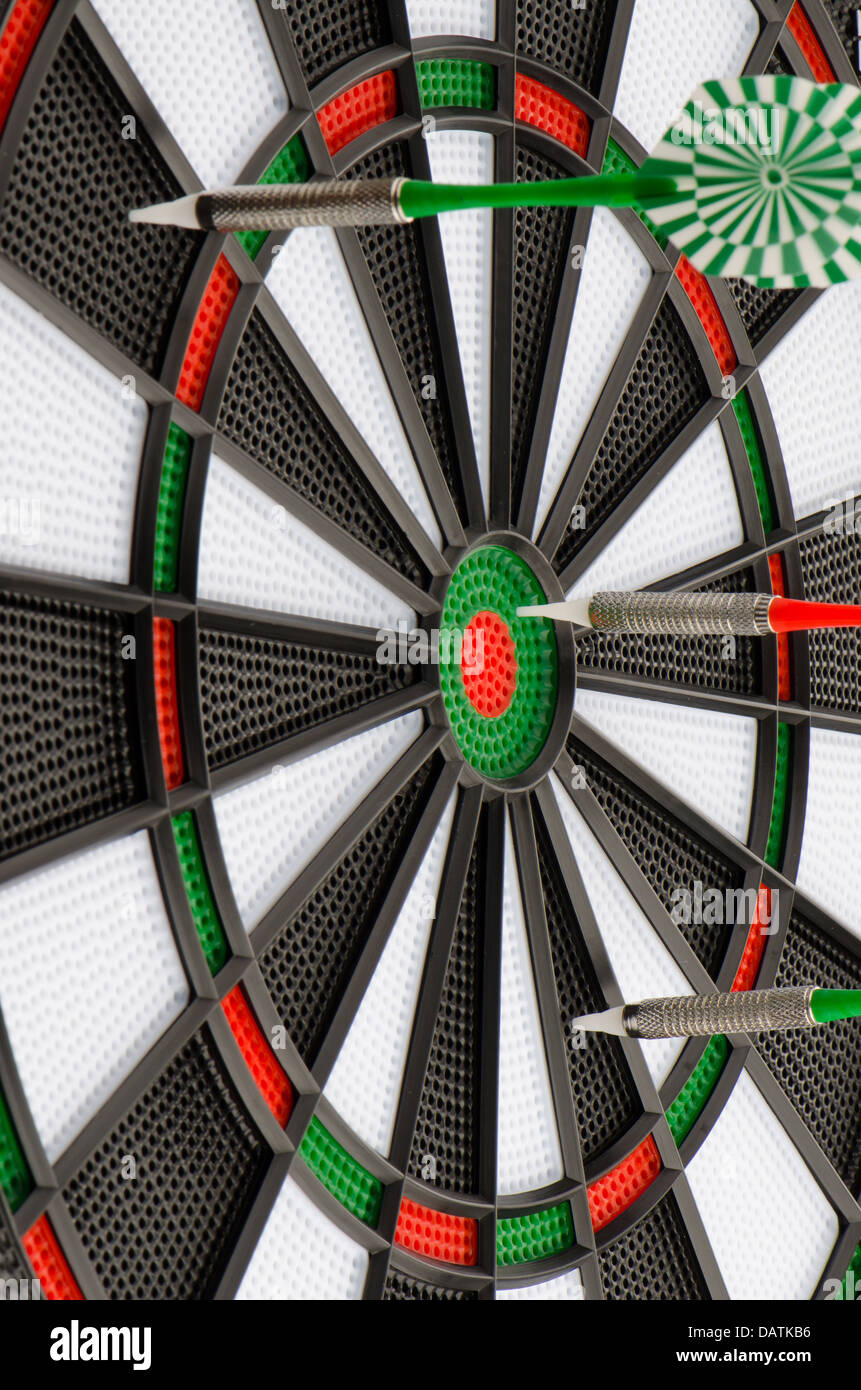 Closeup of dart board with darts Stock Photo Alamy