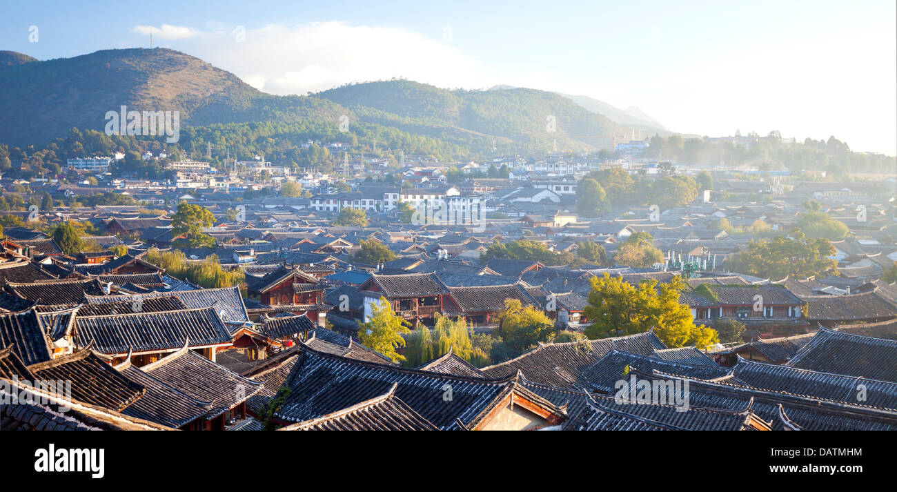 Lijiang old town at morning, China. Stock Photo