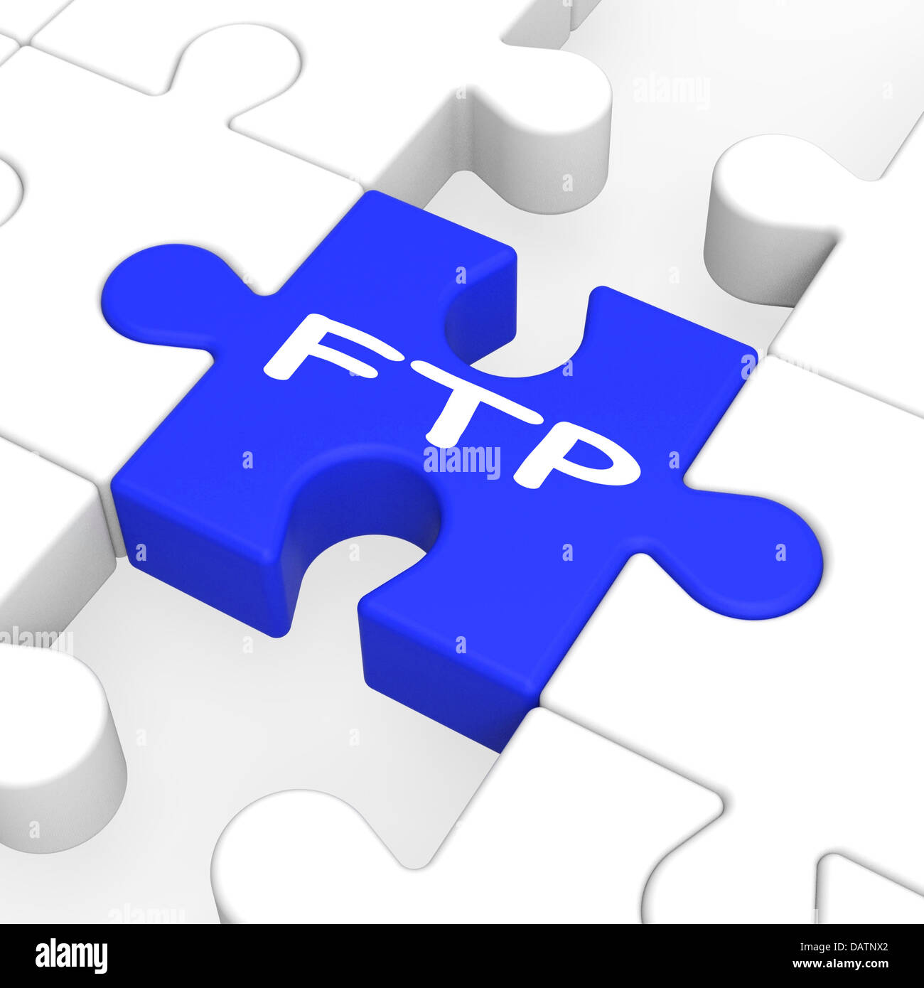 FTP Puzzle Shows Files Transfer Stock Photo