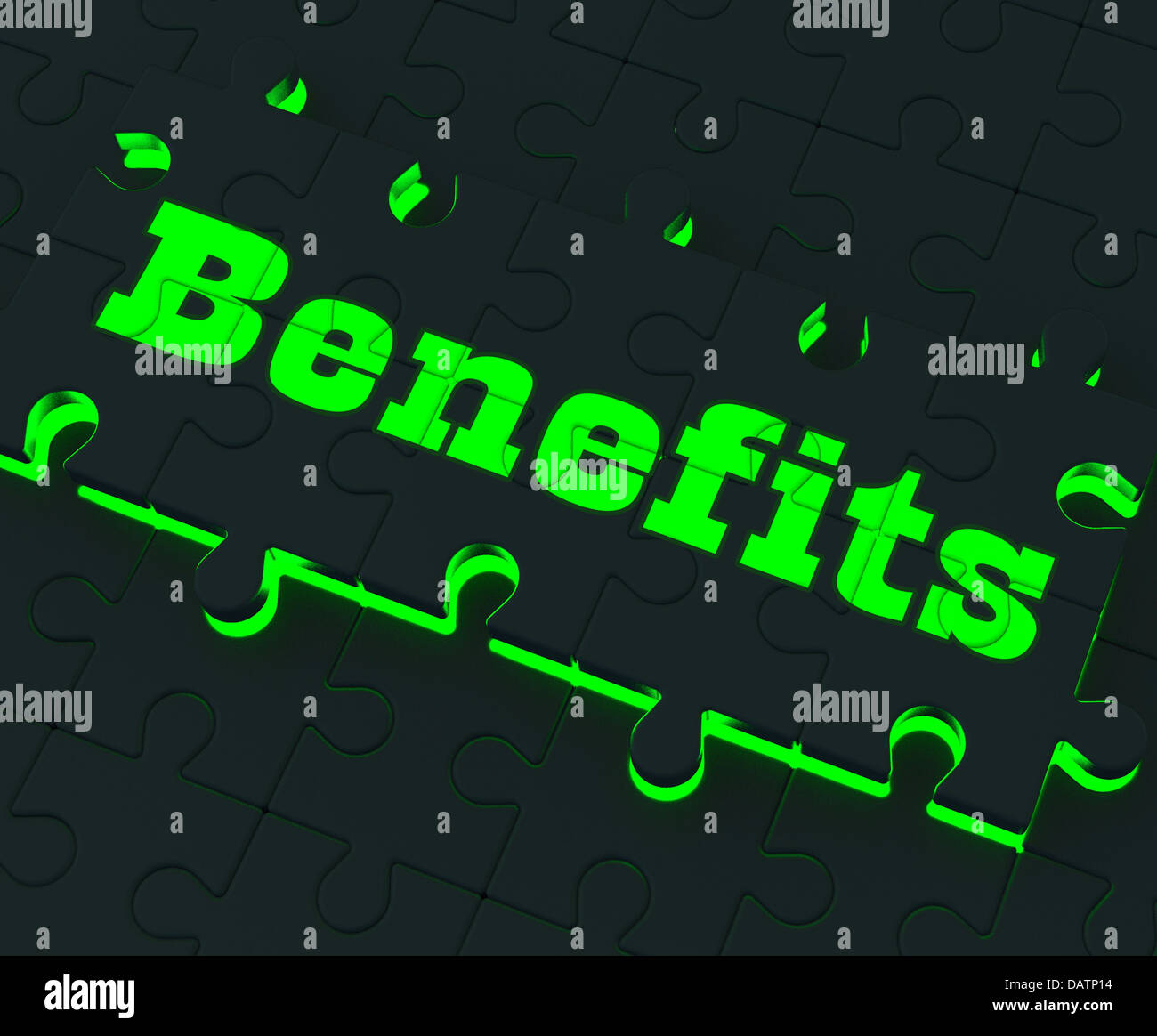 Benefits Puzzle Showing Monetary Compensation Stock Photo