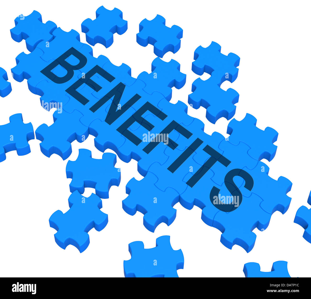 Benefits Puzzle Shows Company Rewards Stock Photo