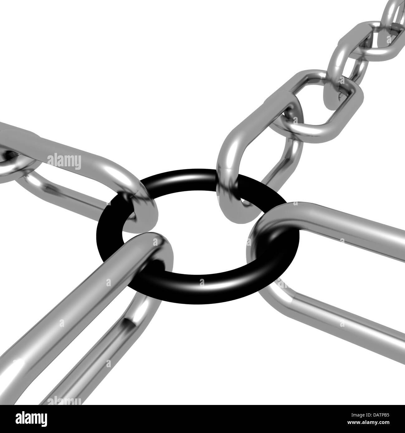 Black Link Chain Shows Strength Security Stock Photo