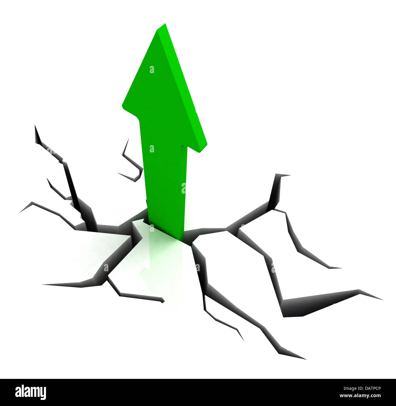 Green Upward Arrow Shows Breakthrough Stock Photo