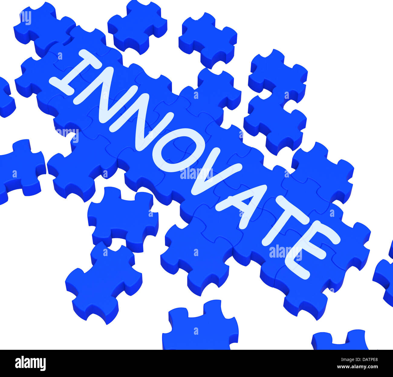 Innovate Puzzle Shows Creative Design Stock Photo