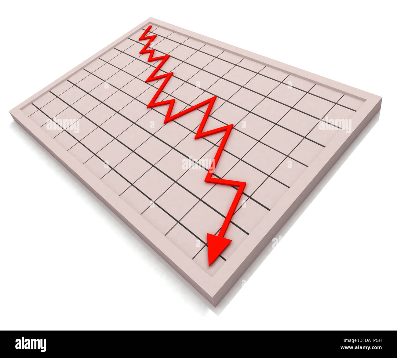 Red Graph Shows Profit Crisis Stock Photo
