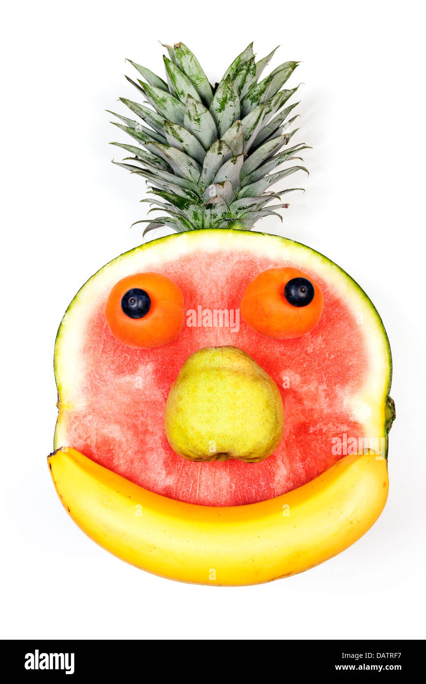 fruit face isolated over white background Stock Photo
