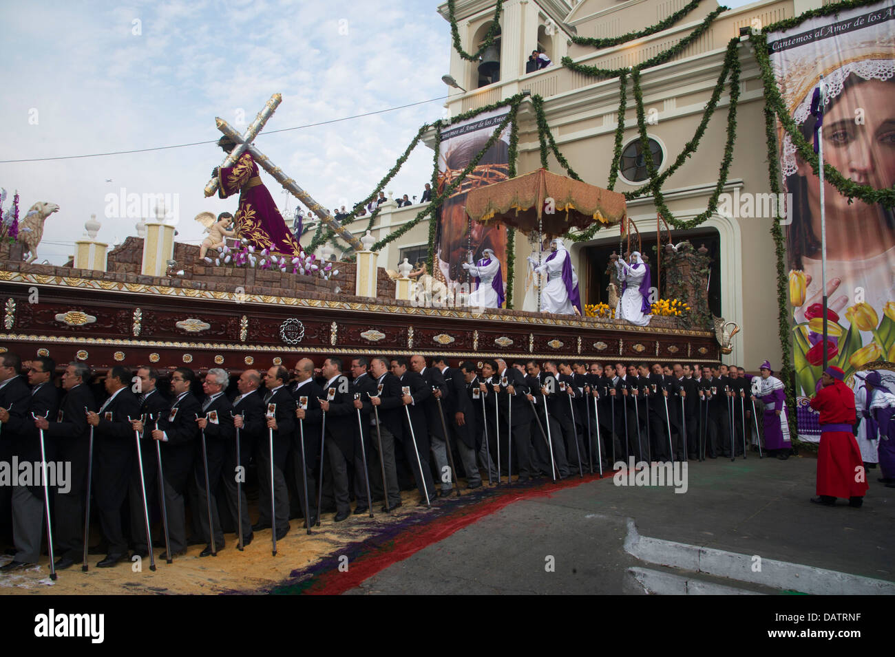 Guatemala City Holy Week Good Friday procession with 110 men carrying