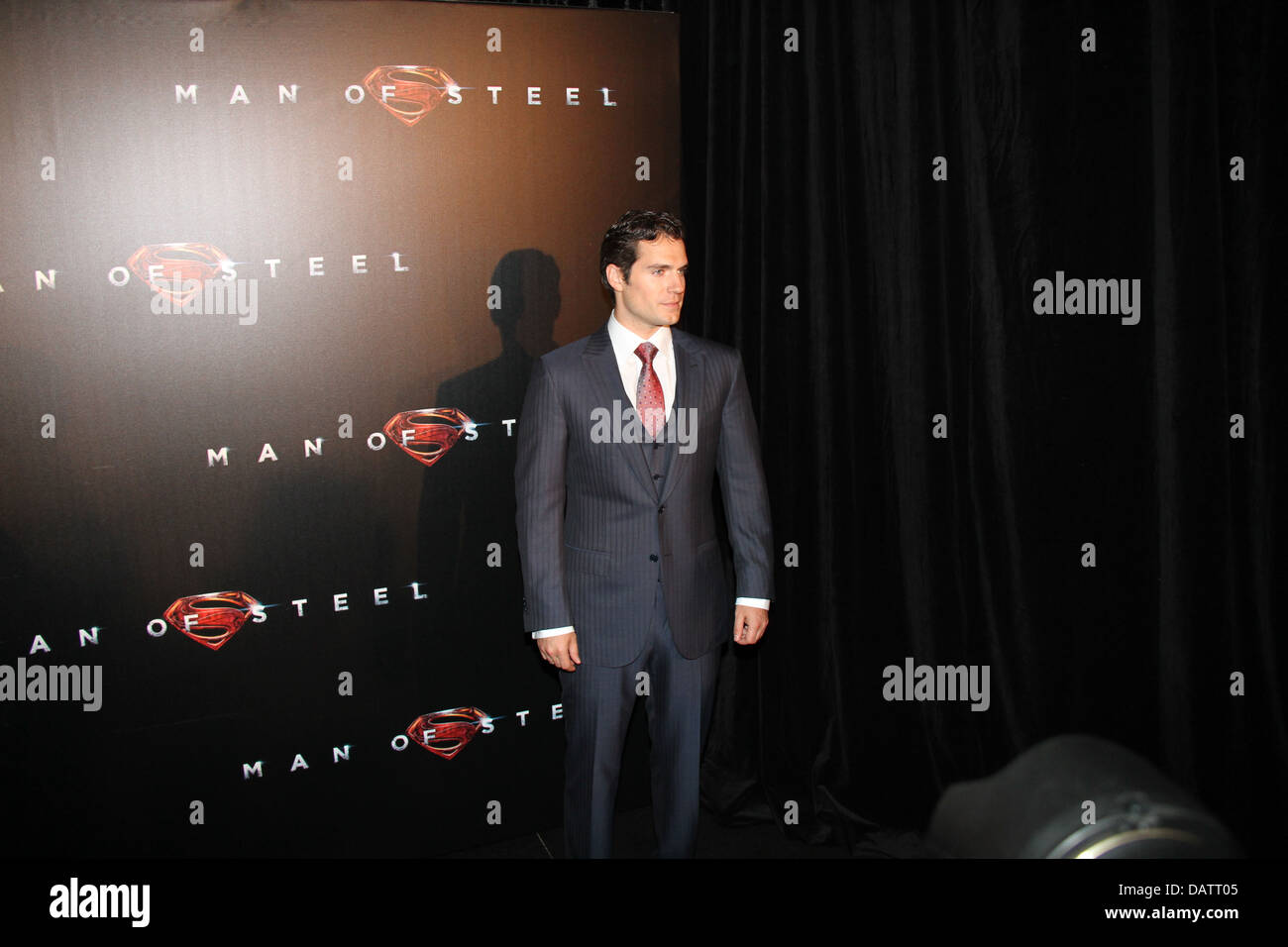 Henry Cavill, who plays Superman/Clark Kent arrives on the red carpet for the Australian premiere of Man of Steel. Stock Photo