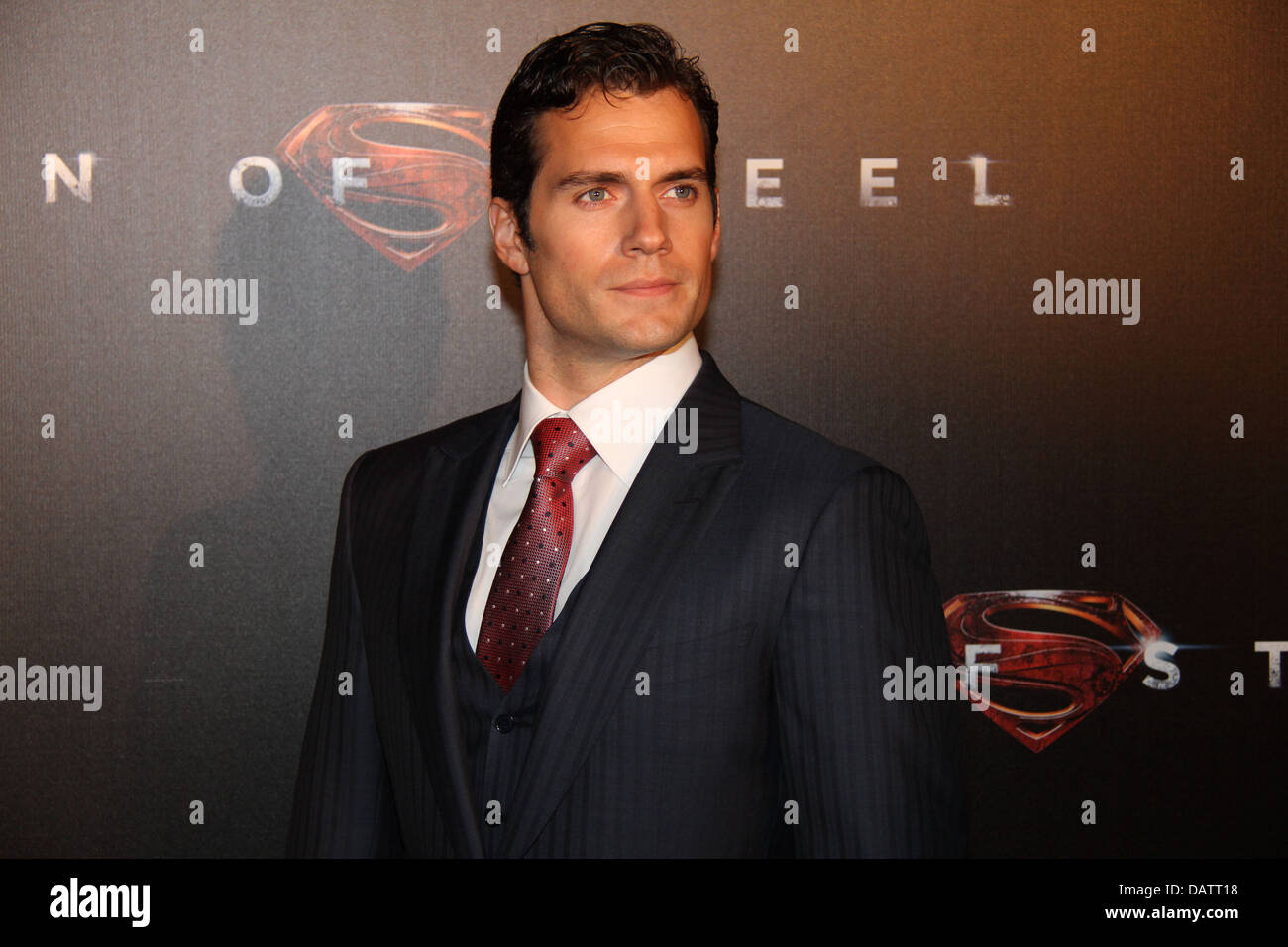 Henry Cavill, who plays Superman/Clark Kent arrives on the red carpet for the Australian premiere of Man of Steel. Stock Photo