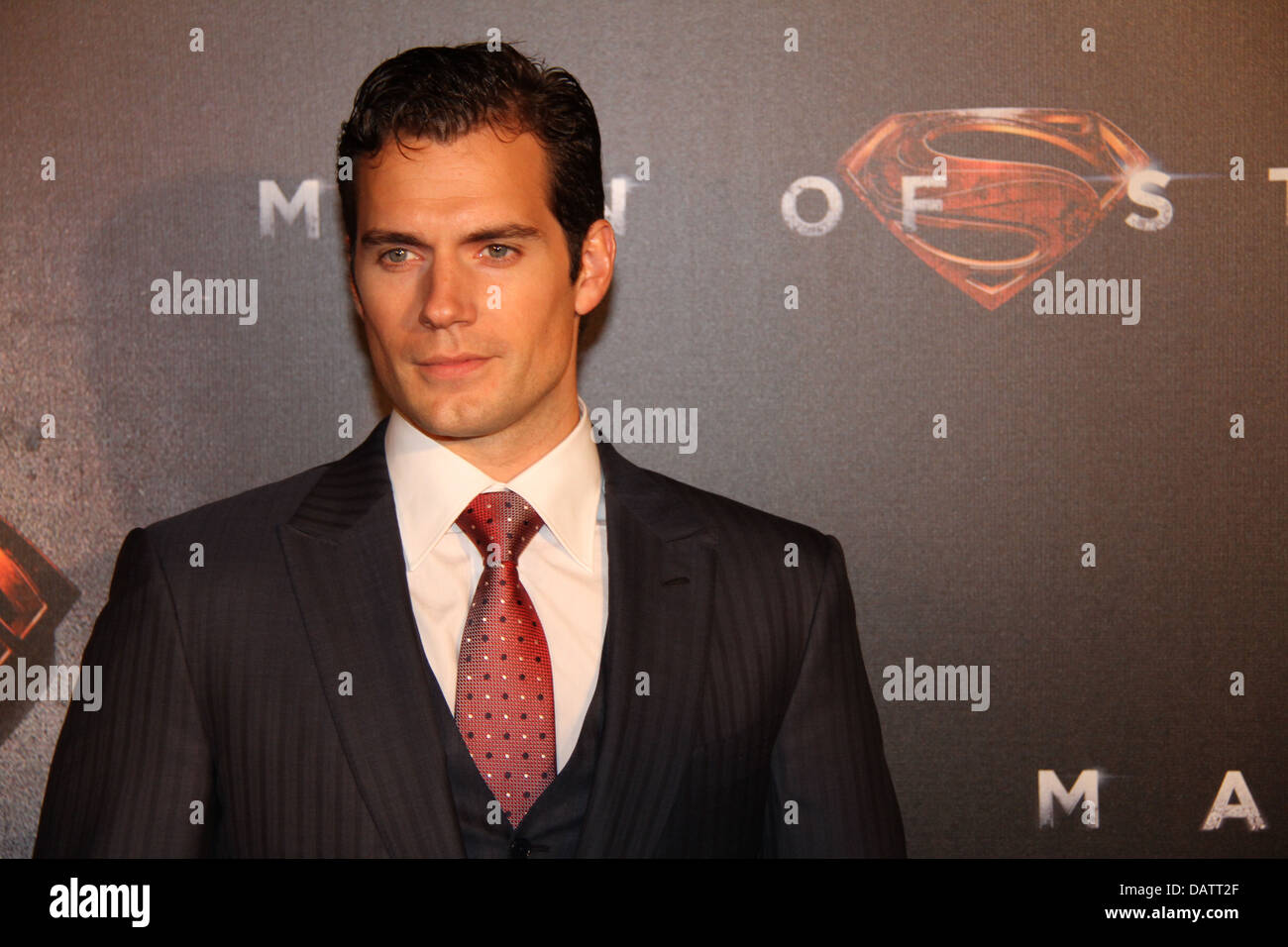 Henry Cavill, who plays Superman/Clark Kent arrives on the red carpet for the Australian premiere of Man of Steel. Stock Photo