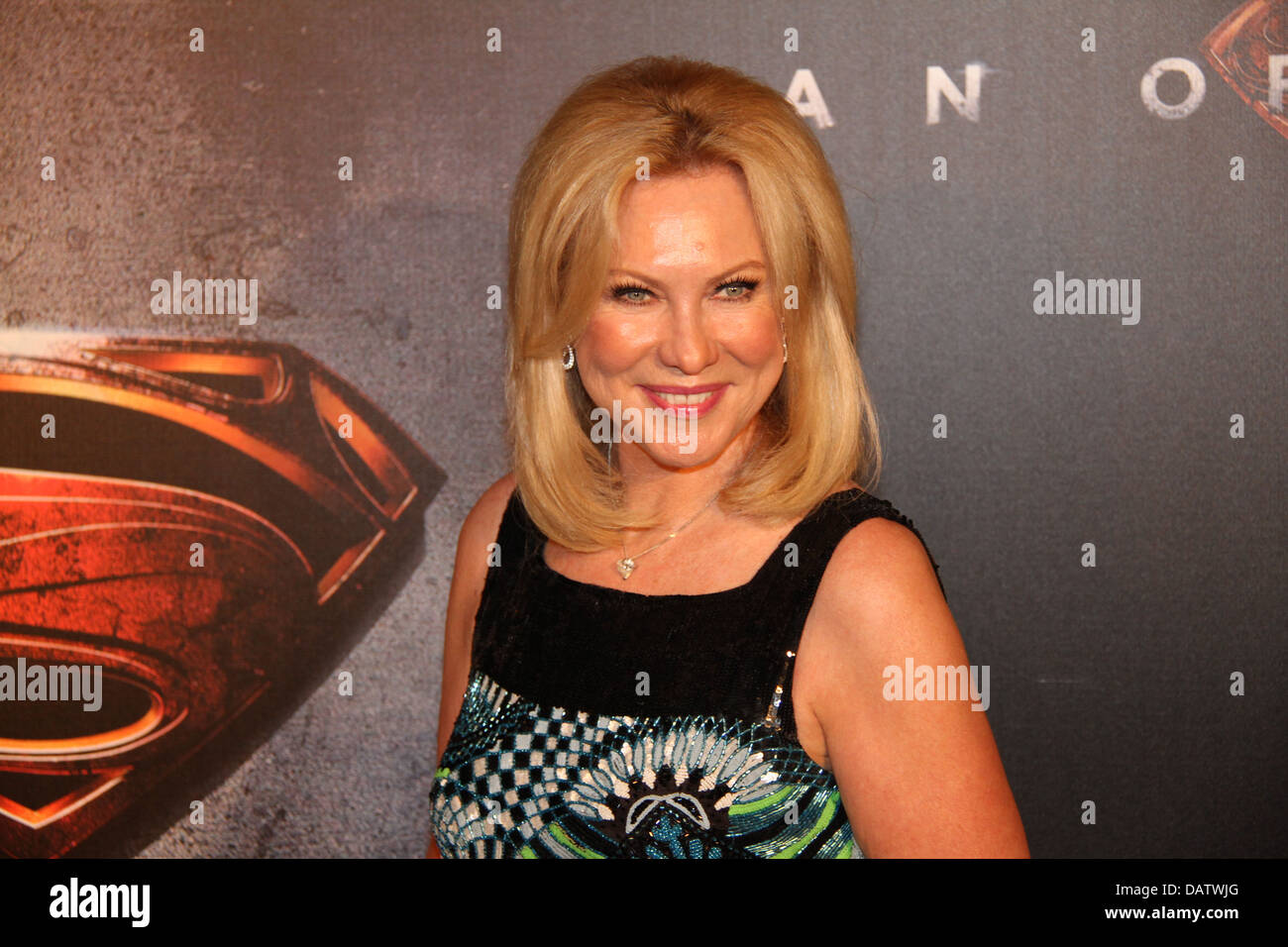 Australian Television Personality Kerri-Anne Kennerley arrives on the red carpet for the Australian premiere of Man of Steel. Stock Photo