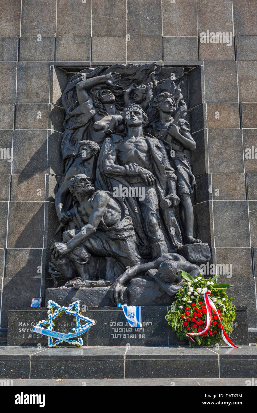Ghetto Heroes Monument, in front of Museum of the History of Polish Jews, Warsaw, Poland Stock Photo