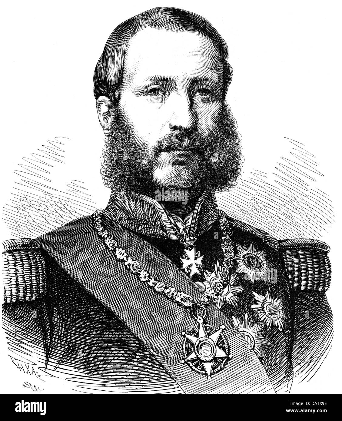 Philip, 24.3.1837 - 17.11.1905, Prince of Belgium, Count of Flanders 16.12.1840 - 17.11.1905, portrait, wood engraving, 19th century, Stock Photo
