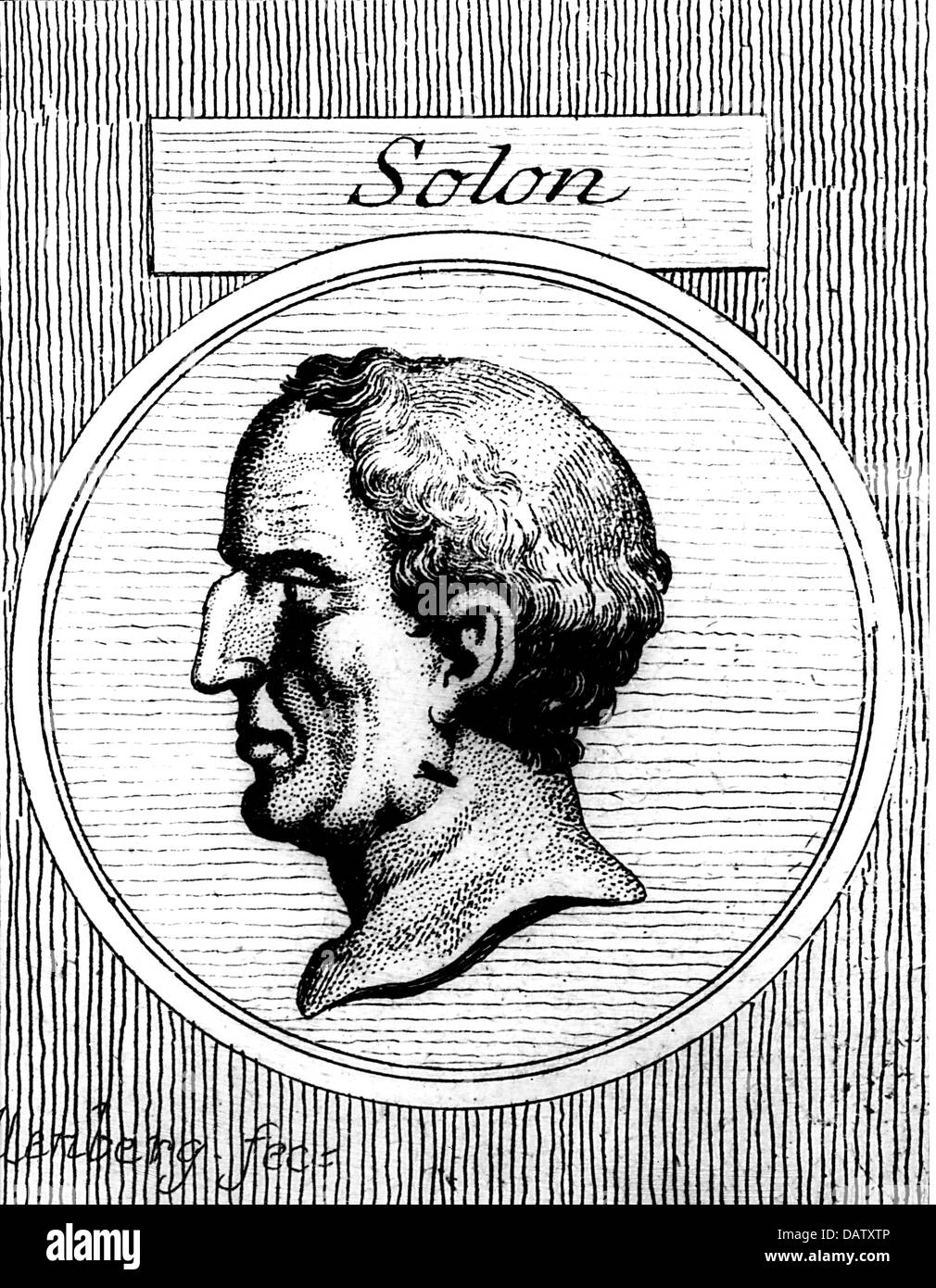 Solon, circa 640 BC - circa 560 BC, Athens legislator, 'Seven Sages of Greece', portrait, profile, copper engraving out of the Levater: 'Sur la Physiognomie', Artist's Copyright has not to be cleared Stock Photo
