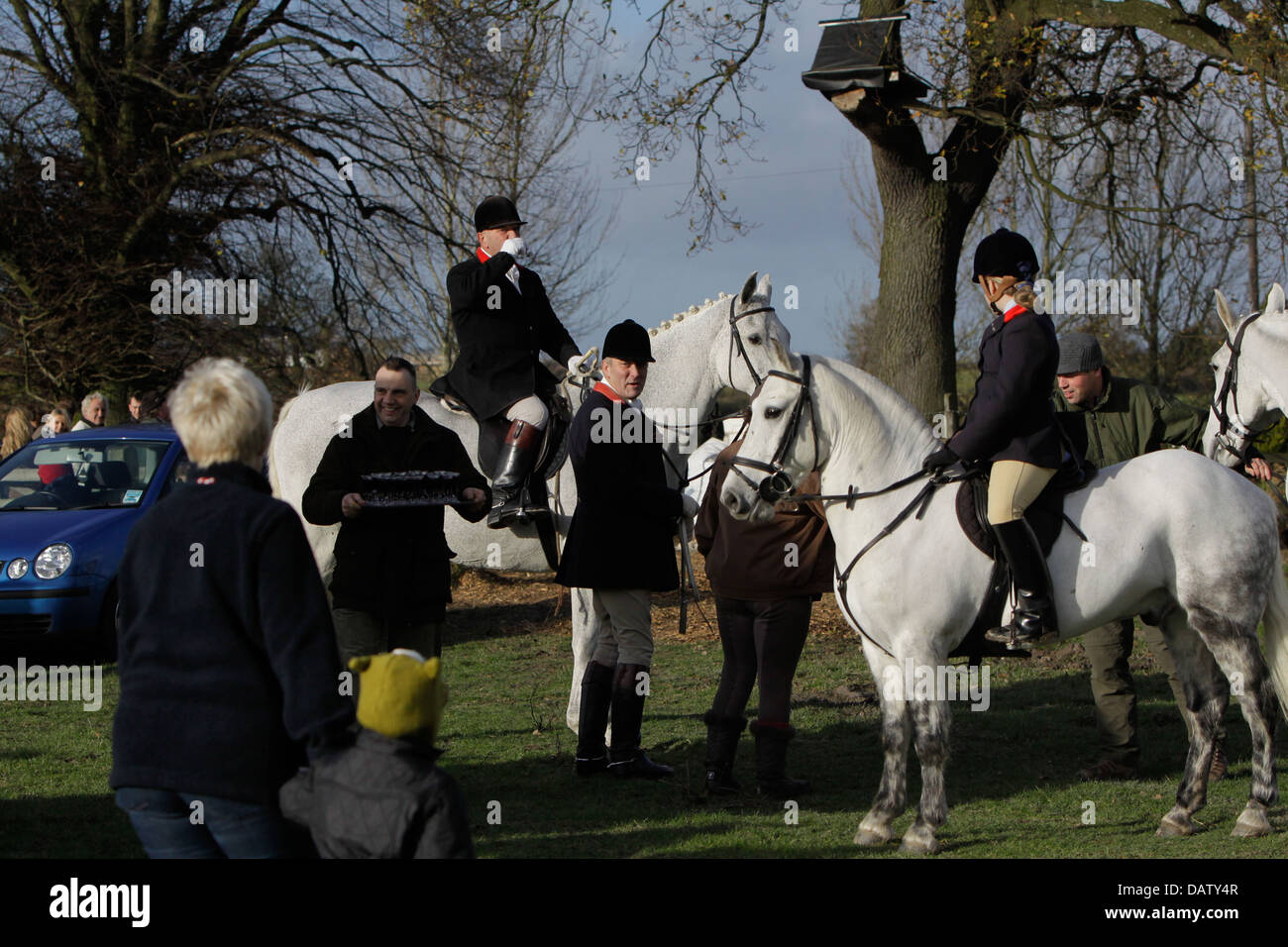A Drag Hunt Bloodhounds and riders following a scent trail in the Peak