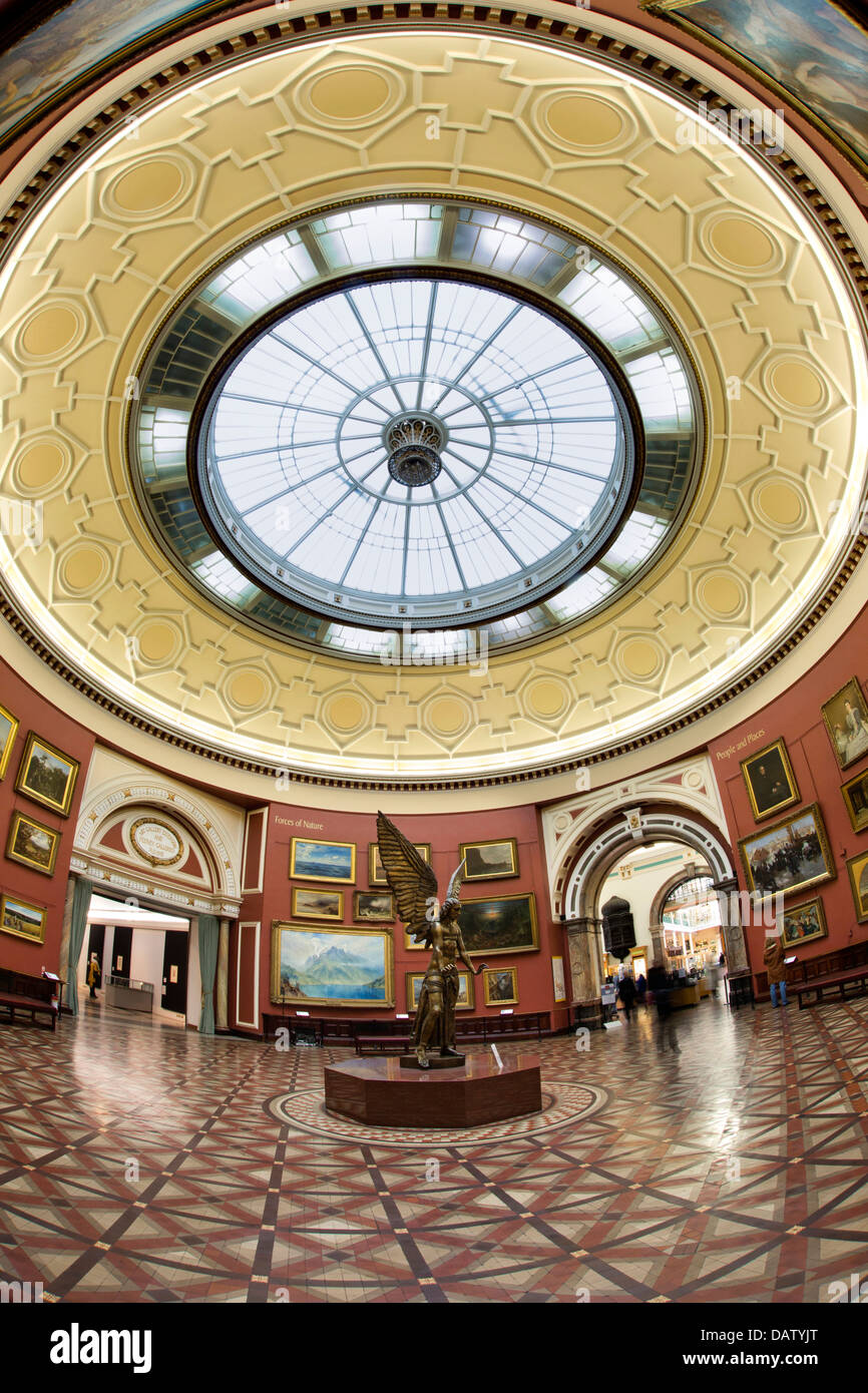 UK, England, Birmingham, Art Galley & Museum, circular gallery under the dome – fish eye lens view Stock Photo