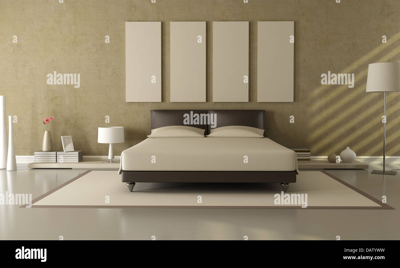 elegant modern brown and beige bedroom Stock Photo Alamy