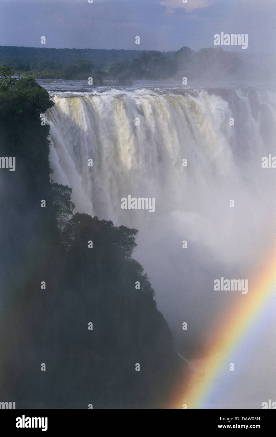 Victoria Falls with rainbow, Zimbabwe Stock Photo