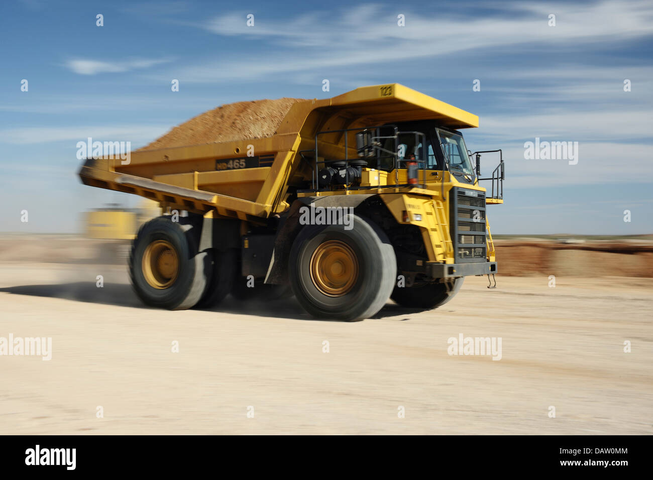 A Komatsu truck for the use in the mining industry near Barkly West, South Africa Stock Photo