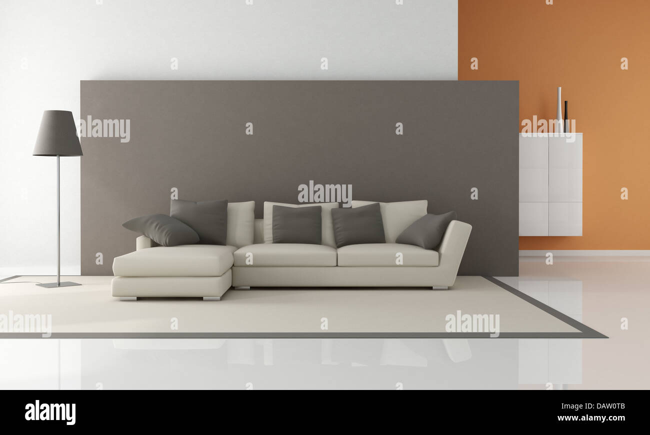 modern couch in a minimalist lounge rendering Stock Photo Alamy