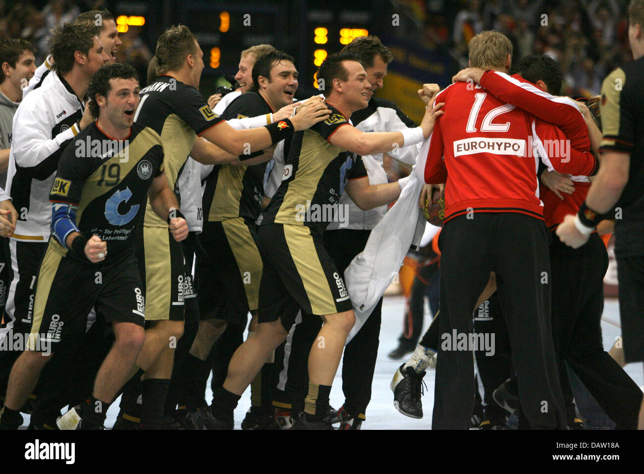 The German Players Cheer After Winning The 2007 Handball World The German Players Cheer After Winning The 2007 Handball World