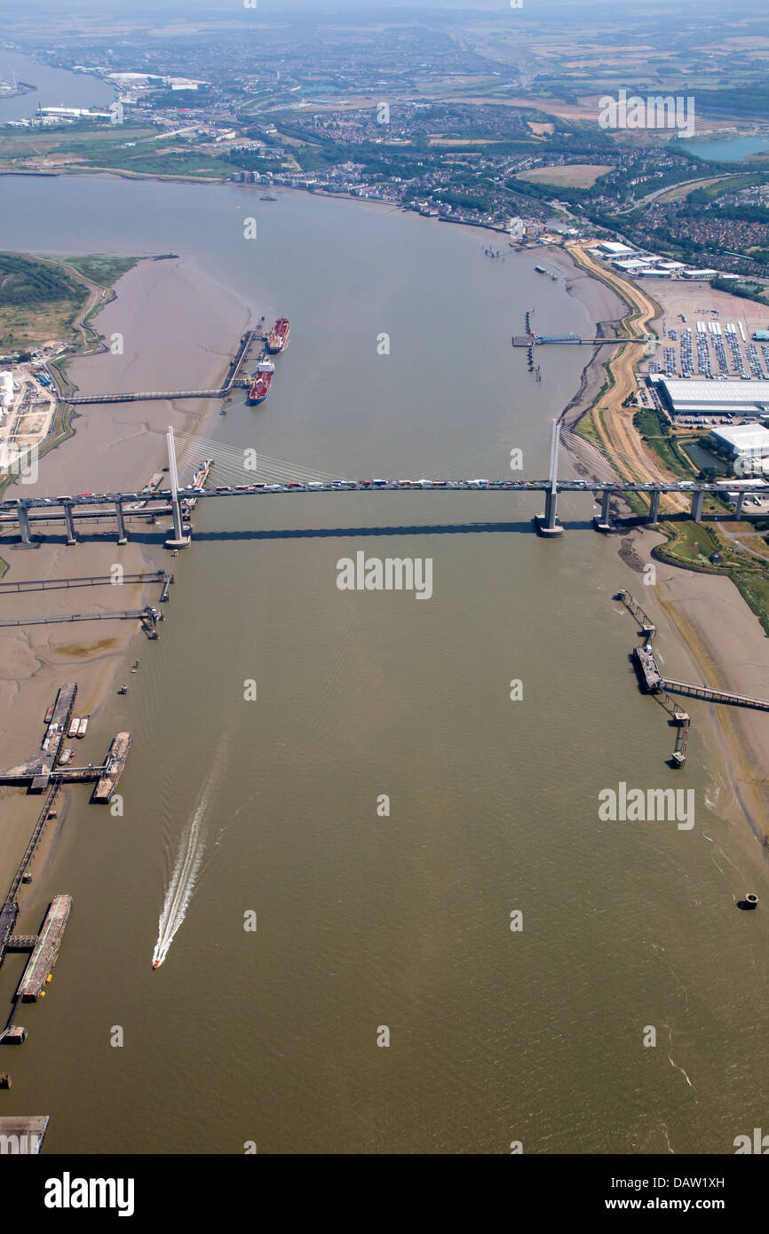 AN AERIAL VIEW OF THE DARTFORD CROSSING SHOWING TRAFFIC ON THE BRIDGE Stock Photo Alamy
