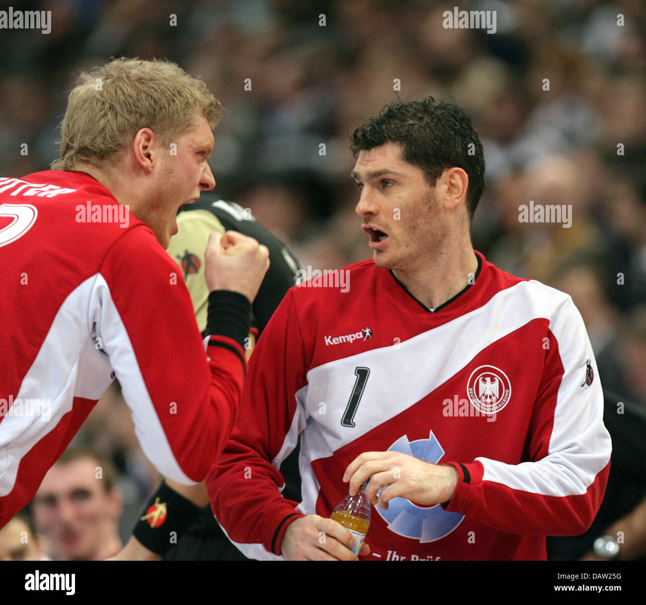 German goalies Henning Fritz (R) and Johannes Bitter (L) pictured