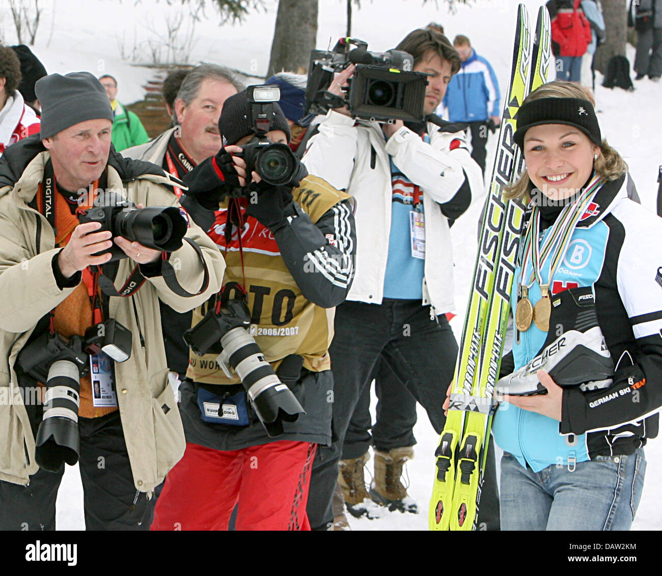 Biathlete and twofold world champion Magdalena Neuner is pictured at a 