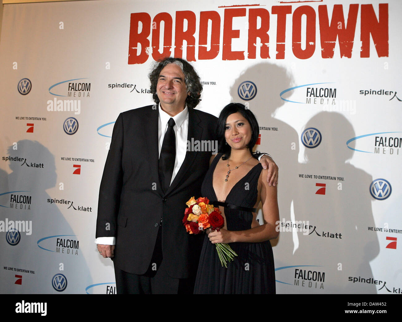 US-American filmmaker Gregory Nava and Mexican actress Maya Zapata arrive at the party for the film 'Bordertown' at the 57th Berlinale Film Festival in Berlin, Germany, Thursday, 15 February 2007. Photo: Jens Kalaene Stock Photo