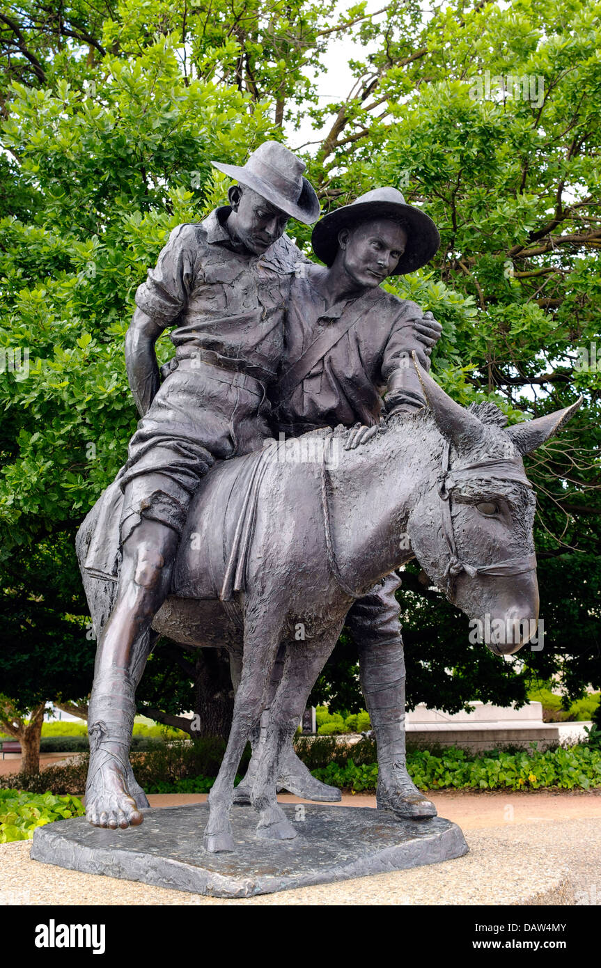 A memorial to Simpson and his donkey at the National War Memorial, Canberra, Australia Stock