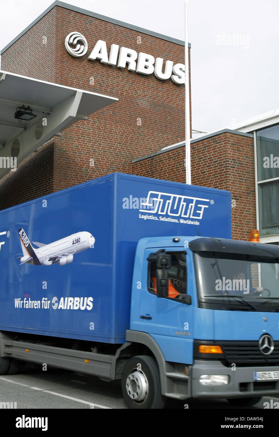An Airbus subcontractor leaves the Airbus plant in Hamburg, Germany