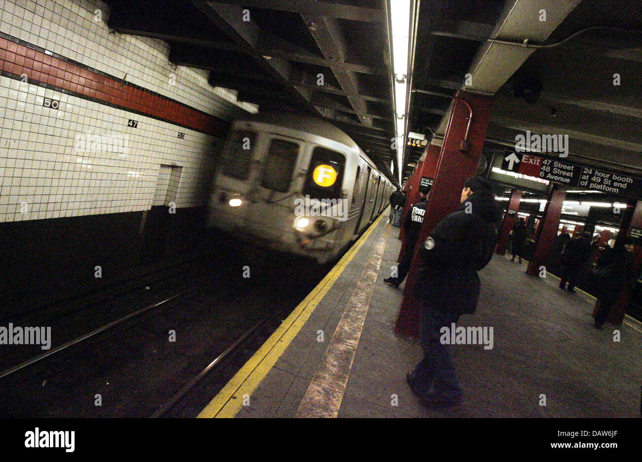 A subway train arrives in the station in New York City, United States ...