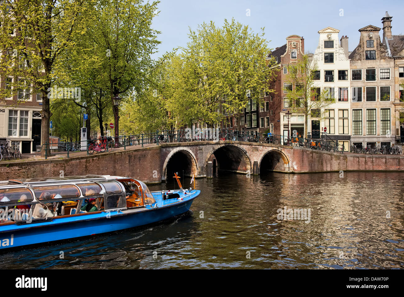 Picturesque scenery of Herengracht canal in the city of Amsterdam, Holland. Stock Photo