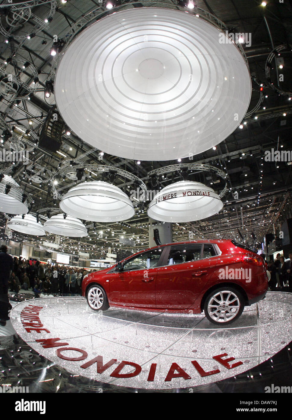 The new Fiat Bravo is presented at the Geneva Motor Show in Geneva, Switzerland, Tuesday, 06 March 2007. The trade show running from 8 to 18 March presents the latest developments of the automobile industry. Photo: Uli Deck Stock Photo