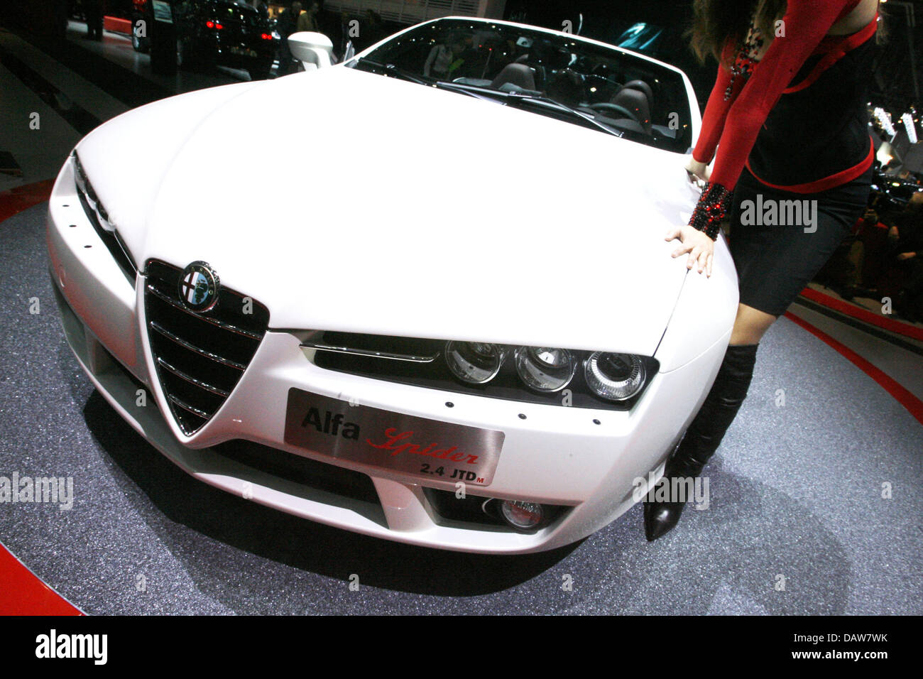 A new Alfa Spider 2.4 JTD is on display at the 77th International Motor  Show in Geneva, Switzerland, Wednesday 07 March 2007. The 77th  International Geneva Motor Show runs from 08 March