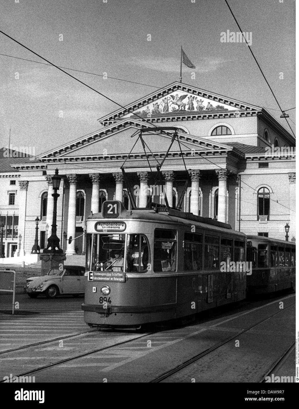 geography / travel, Germany, Munich, national theatre, tram of the line 21  on the Max-Joseph-Platz (square), 1950s, Additional-Rights-Clearences-Not  Available Stock Photo - Alamy