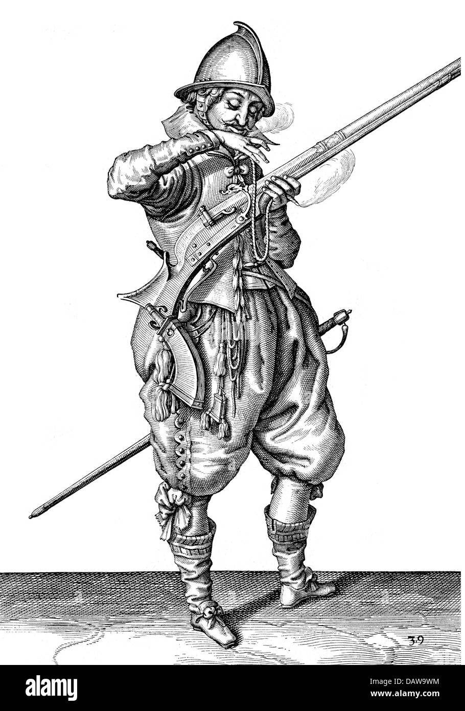 military, Netherlands, infantry, arquebusier from the army of Maurice of Nassau, Prince of Orange, circa 1608, Additional-Rights-Clearences-Not Available Stock Photo