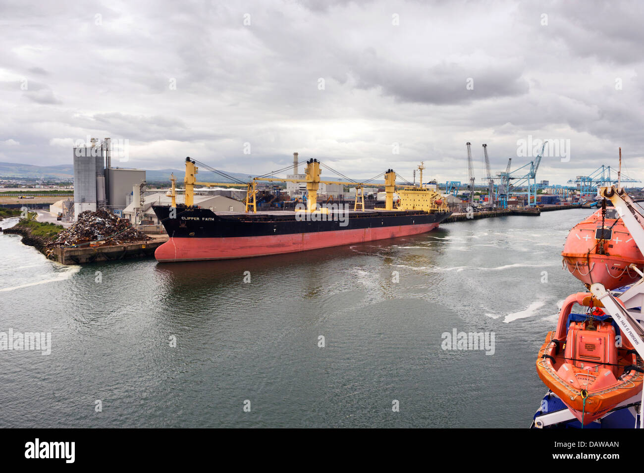 Docked ship at Dublin Port, Republic of Ireland Stock Photo