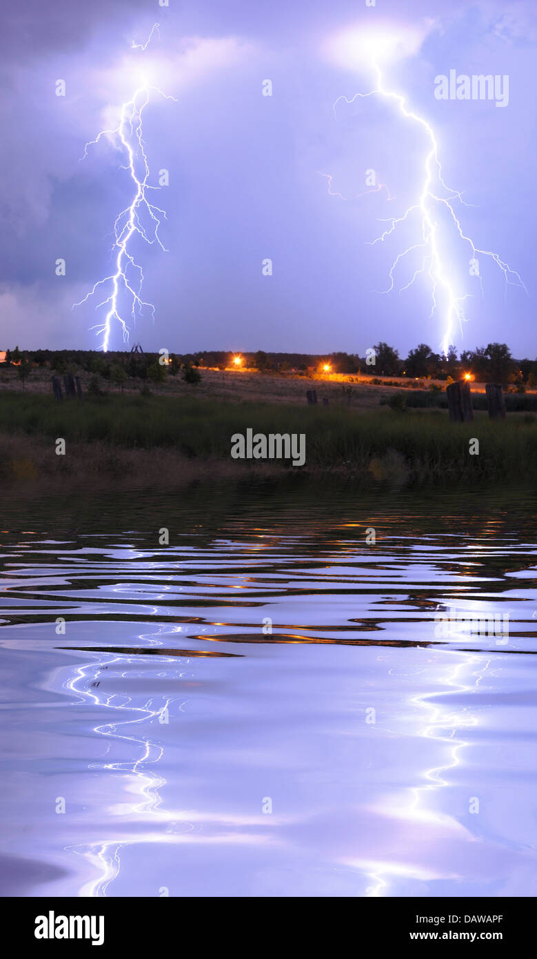 Town and lightning strike hi-res stock photography and images - Alamy