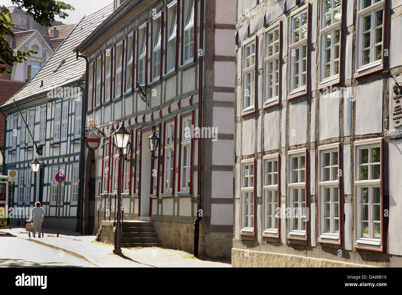 Renovated historic half timbered houses are pictured in Herford