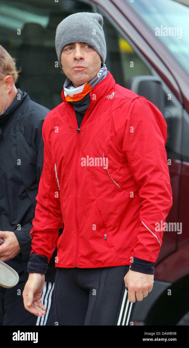 German soccer head coach Joachim Loew pictured after the jogging at the  team's hotel in Frankfurt Main, Germany, Tuesday, 20 March 2007. The  national team is preparing in Frankfurt Main for the
